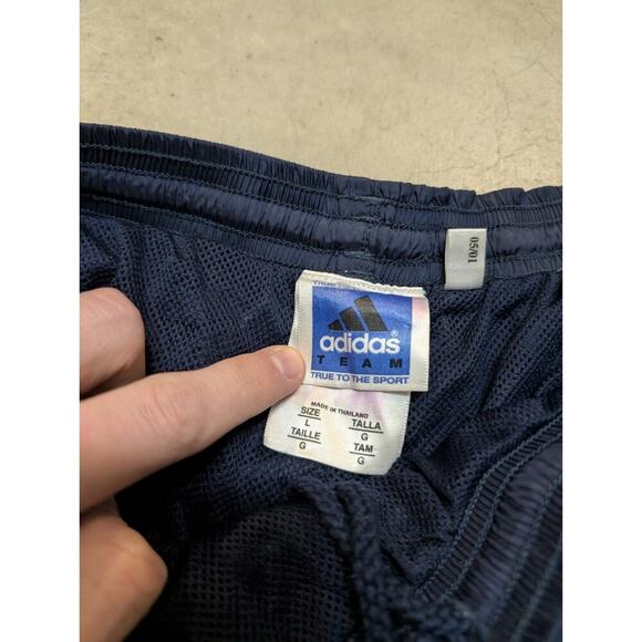 VTG Y2K Adidas Team Track Pants Mens L Navy Mesh Lined Flaws - Picture 5 of 8